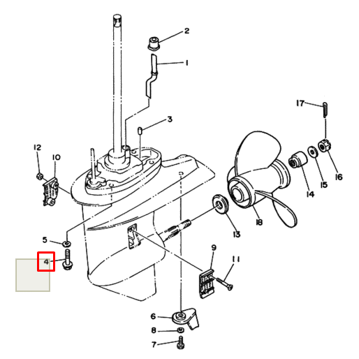 Болт крепления редуктора Yamaha F25-40 (PREMARINE)