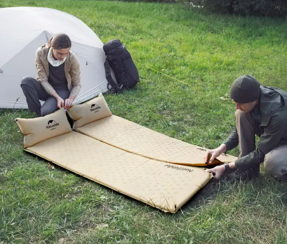 Коврик самонадувающийся с подушкой Naturehike, 296х65х3 см, синий
