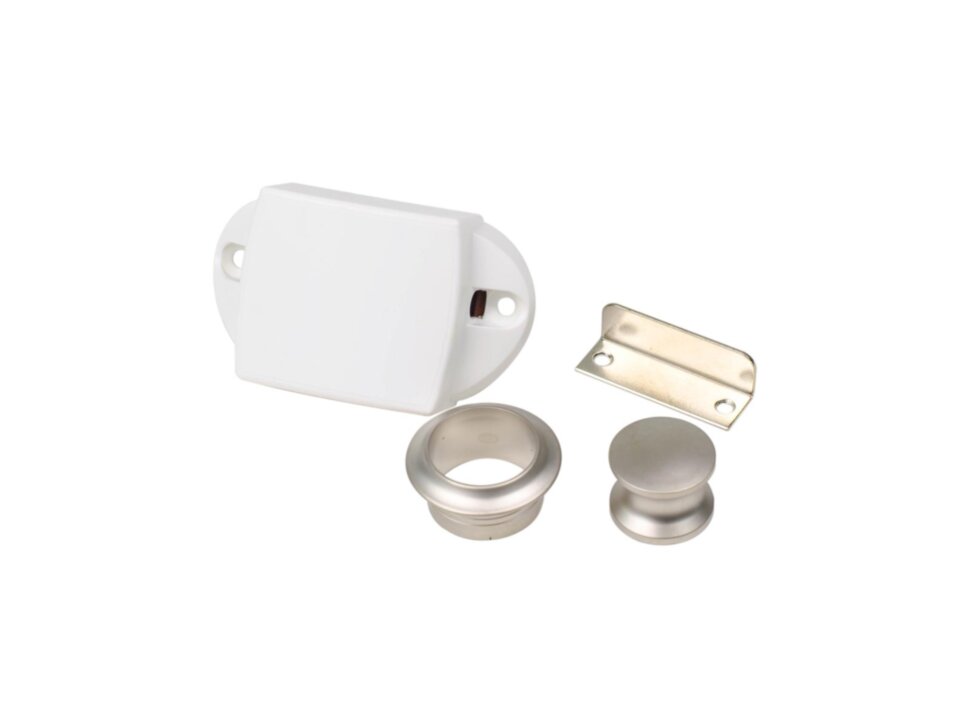 картинка Кнопка-замок мебельный BL01N-WPC белый (кнопка матовое серебро)