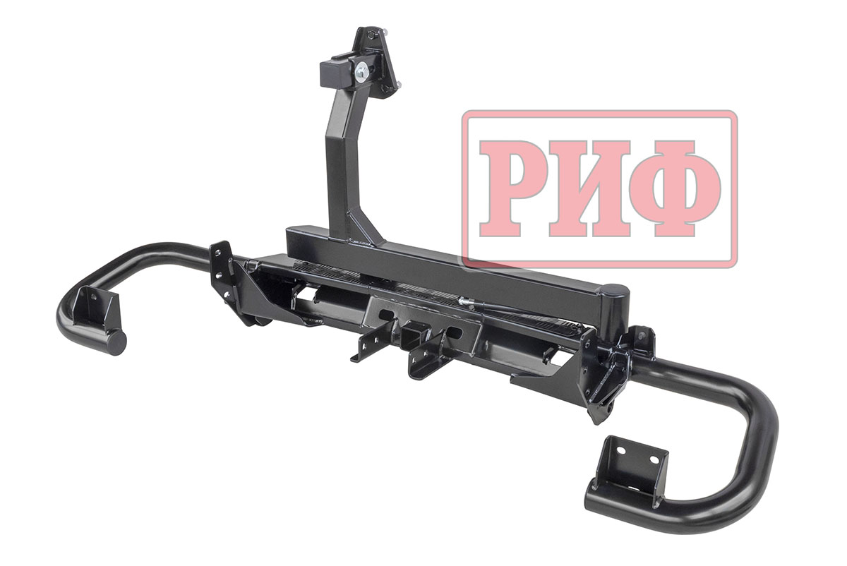 картинка Бампер задний РИФ УАЗ Патриот 2005+ c квадратом под фаркоп и калиткой, стандарт