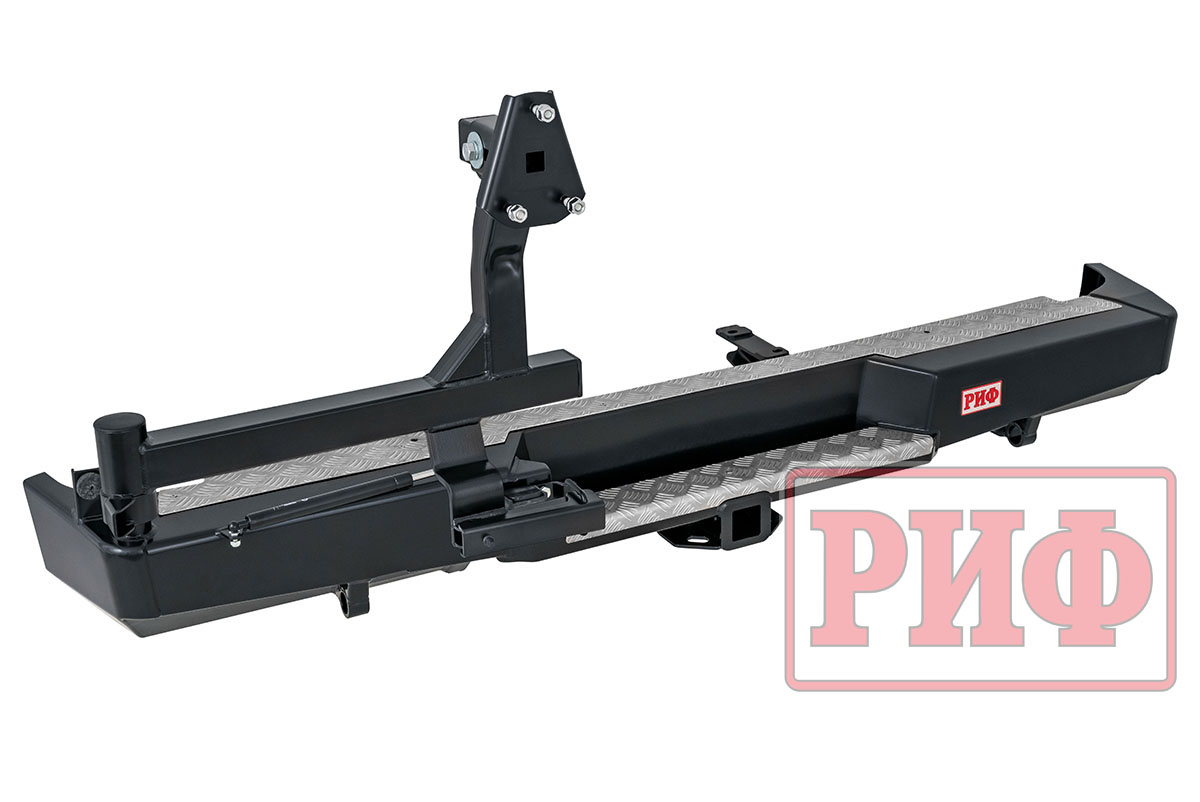 картинка Бампер задний РИФ ГАЗ Соболь с квадратом под фаркоп и калиткой (слева), лифт 50 мм