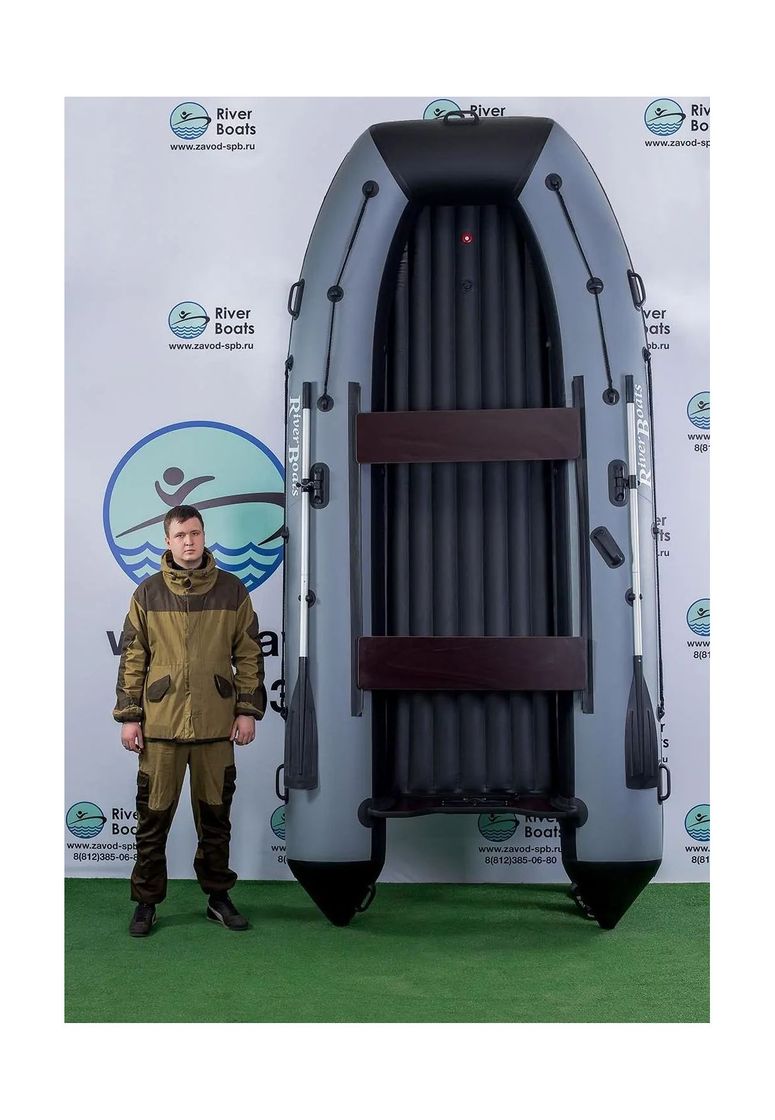 картинка Надувная лодка ПВХ, RiverBoats RB 370 НДНД, черно-серый