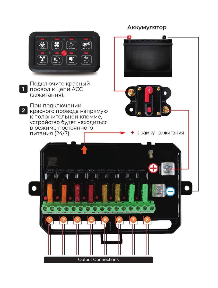 Панель управления (2 ряда, 8 кнопок, RGB), Marine Rocket