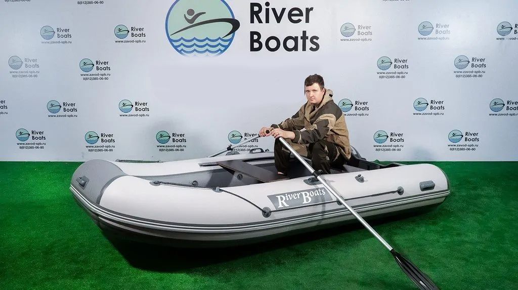 картинка Надувная лодка ПВХ, RiverBoats RB 350 НДНД, серо-оранжевый