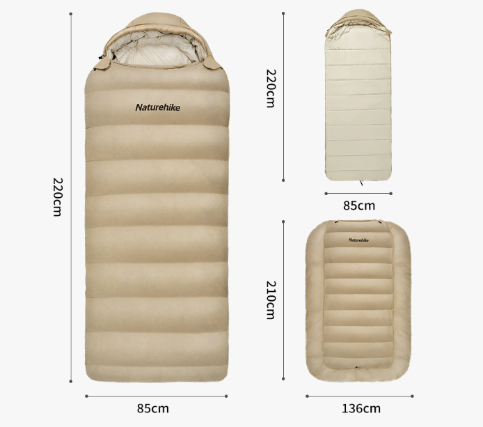 Мешок спальный Naturehike XS1000, 220х85 см, (правый) (ТК: -10C), зелёный