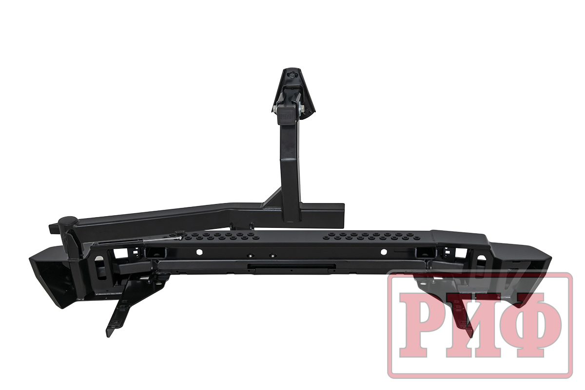 картинка Бампер задний РИФ Toyota Land Cruiser 200 2013-2015 с квадратом под фаркоп, калиткой, фонарями, подс