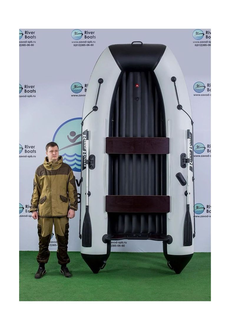 Надувная лодка ПВХ, RiverBoats RB 330 НДНД, черно-серый
