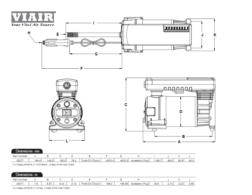 картинка Компрессор автомобильный переносной Viair 77P 12v