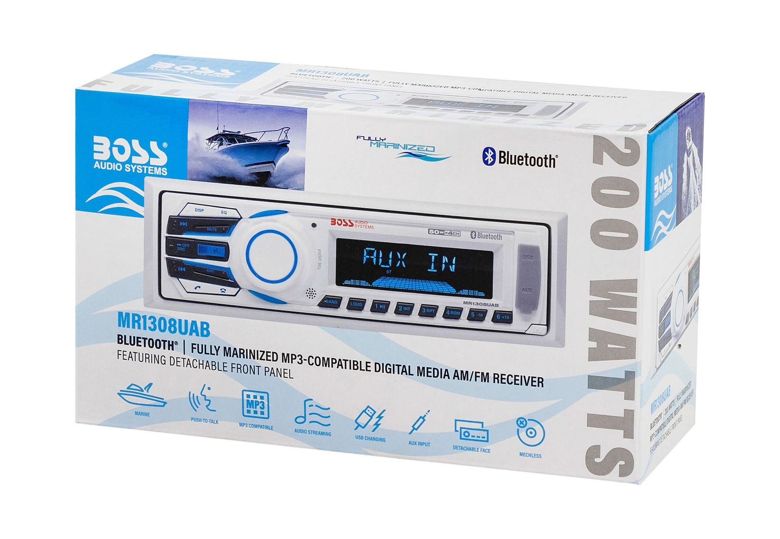 картинка Морская магнитола 1DIN BOSS MR1308UAB