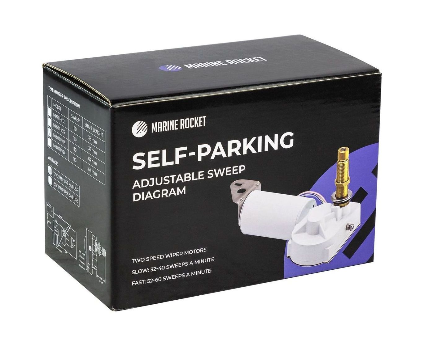 картинка Электропривод стеклоочистителя 24 В (ось 1"), Marine Rocket