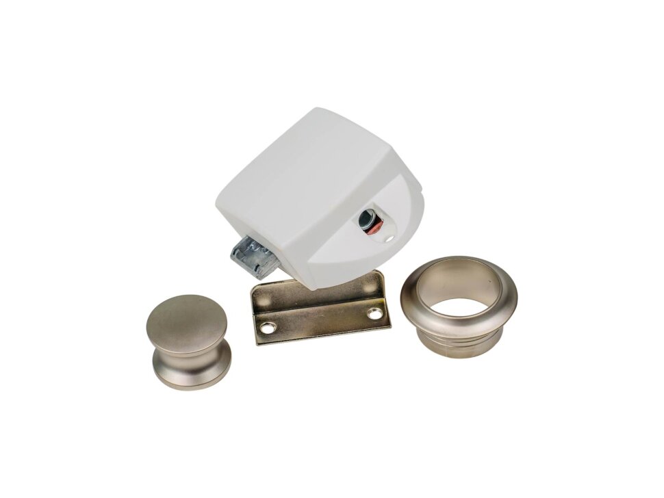 картинка Кнопка-замок мебельный BL01N-WC белый (кнопка серебро)