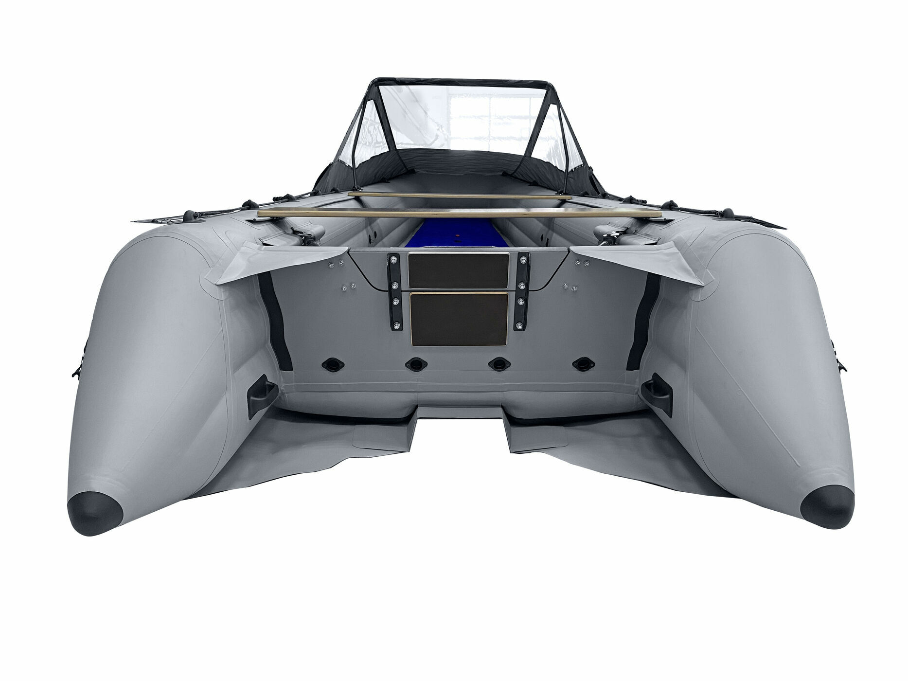 картинка Надувная лодка ПВХ, Шерпа 430 JET, разъемный транец, тент,  серый