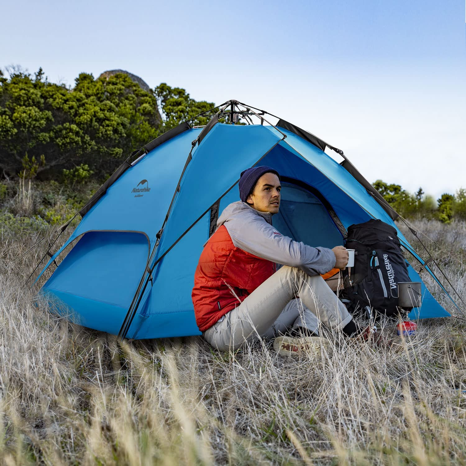 картинка Палатка Naturehike 4-местная, быстросборная, синяя