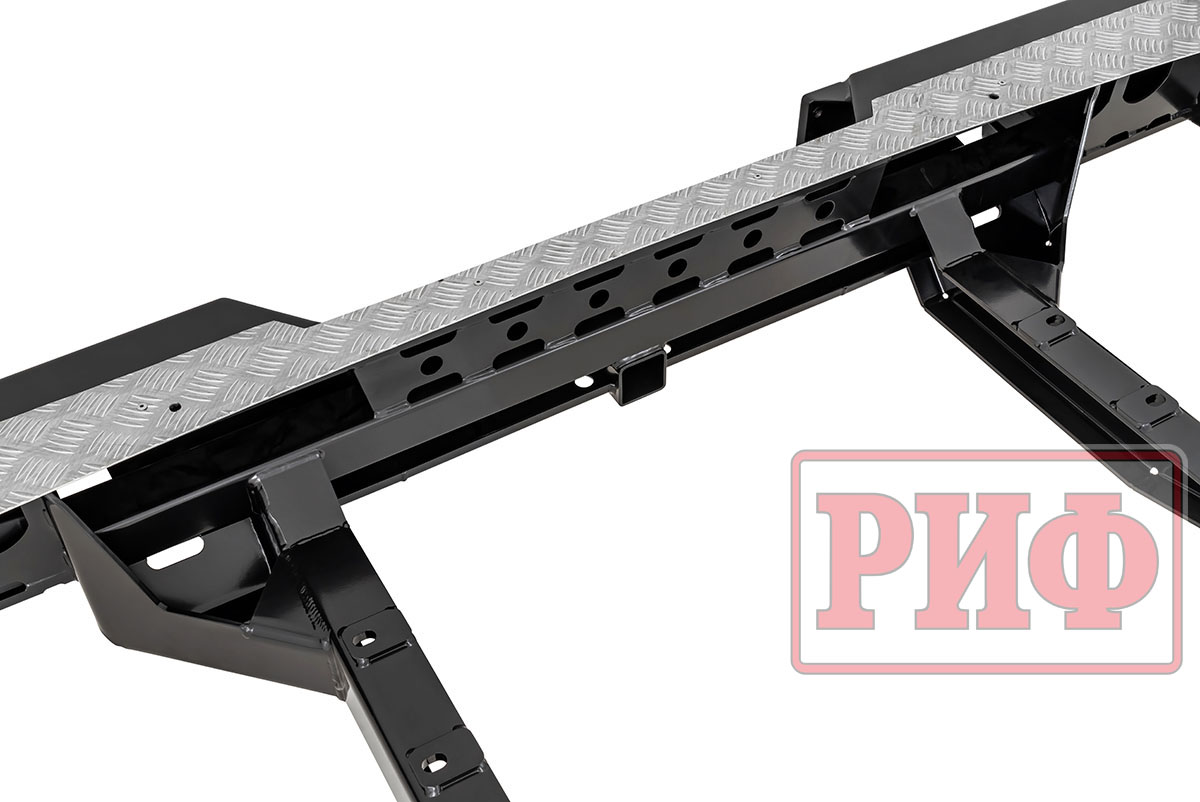 картинка Бампер задний РИФ ГАЗ Соболь с квадратом под фаркоп и калиткой (слева), лифт 50 мм