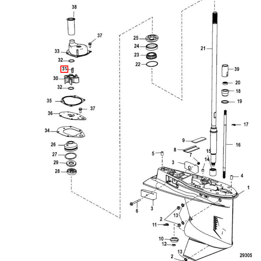 картинка Шпонка крыльчатки MERCURY 30-60 (28-8M0032831) (Quicksilver)