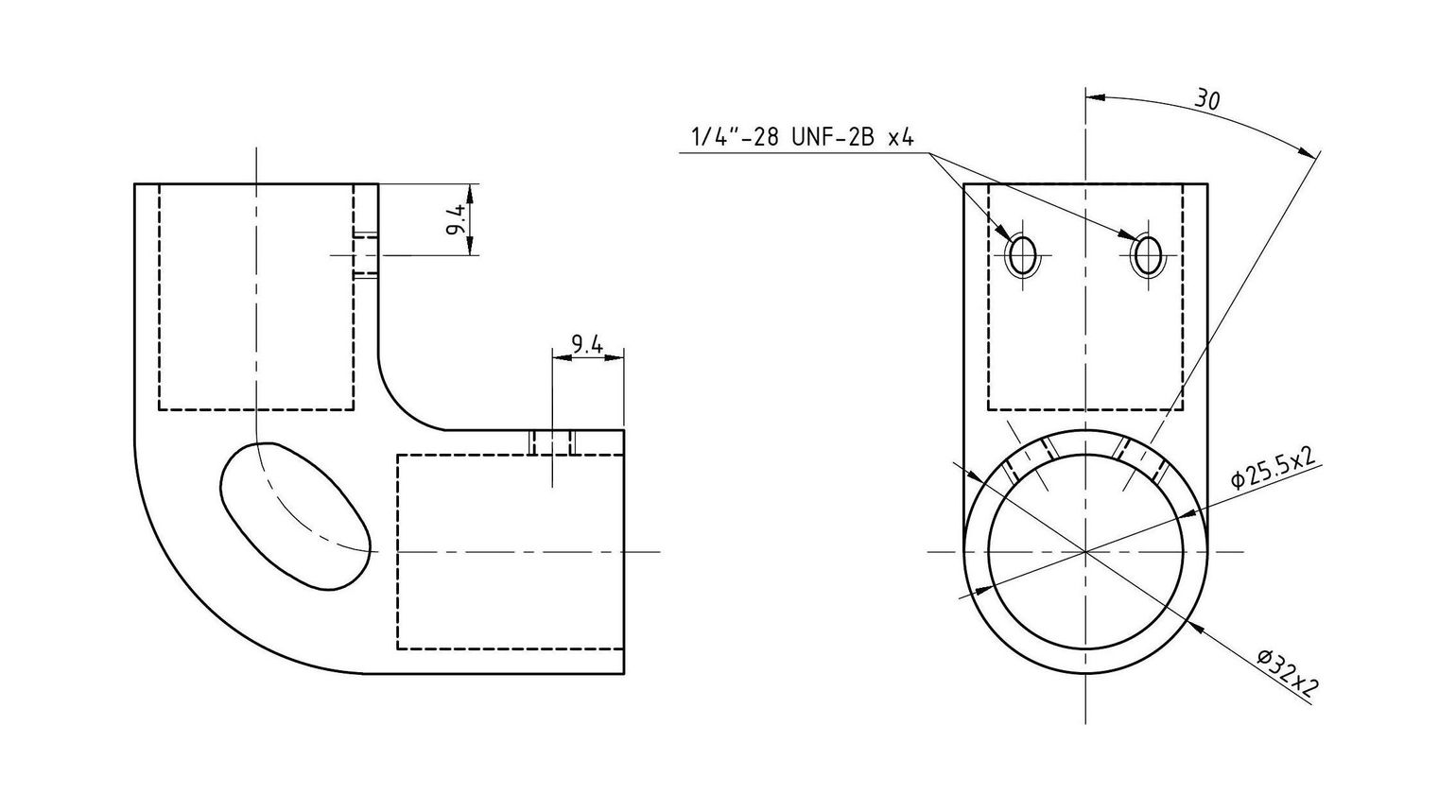 картинка Колено леера 1" (25,4 мм), 90 град с петлей