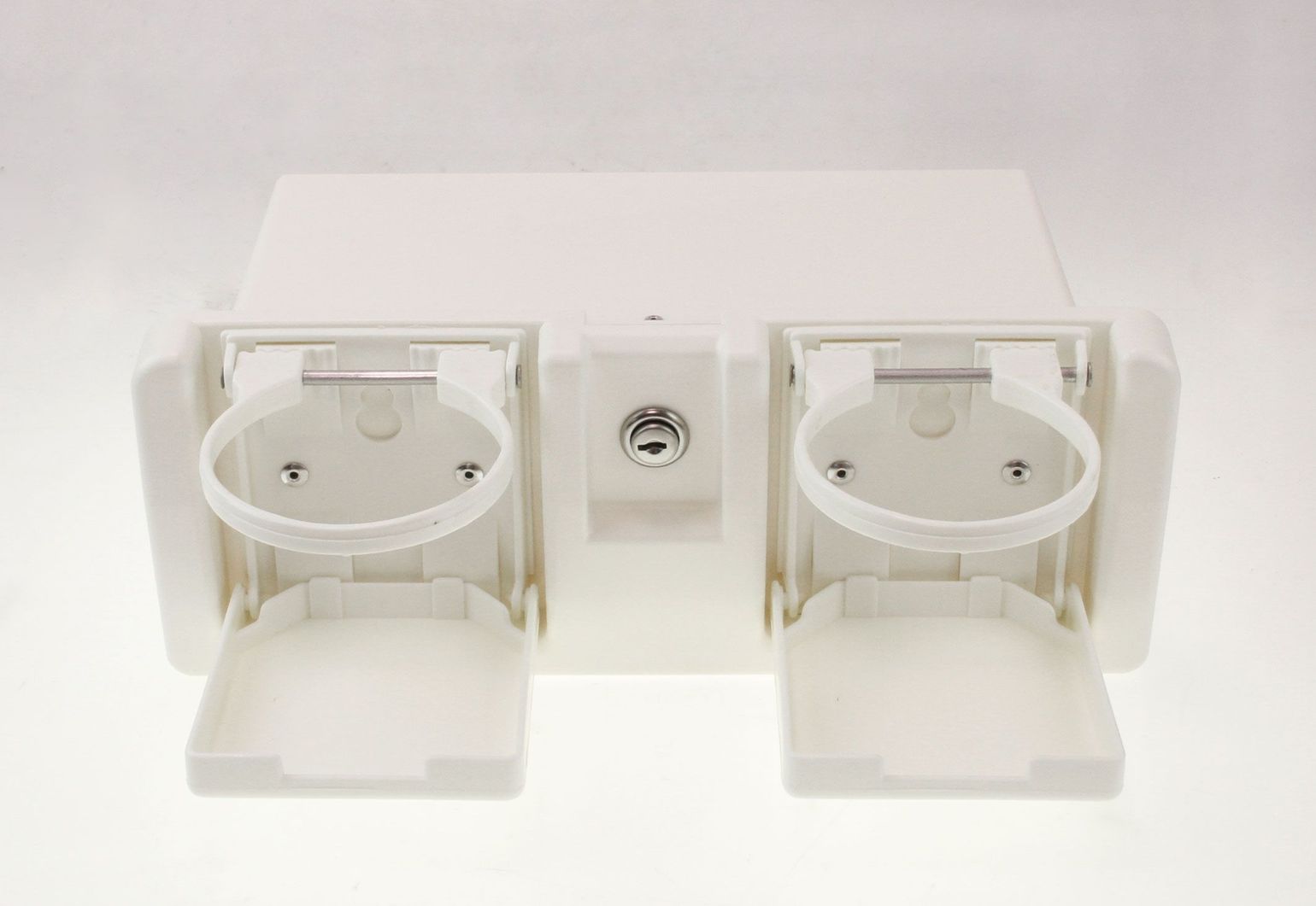 картинка Ящик для мелочей врезной, с замком и складным подстаканником, белый