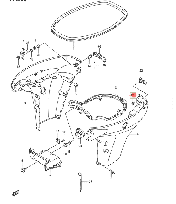 картинка Болт фиксации крепления поддона Suzuki DF40-250 (01550-05107) (Suzuki)