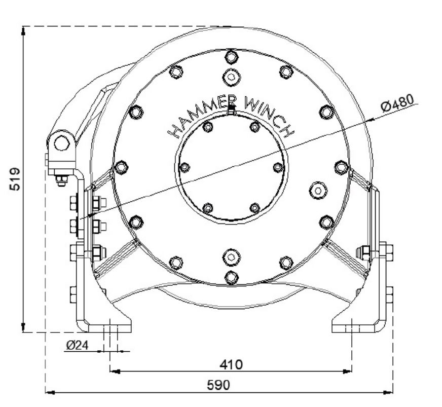 картинка Гидравлическая лебедка Hammer Winch HMW 22.0 с пневмосцеплением, пневматическим тросоукладчиком