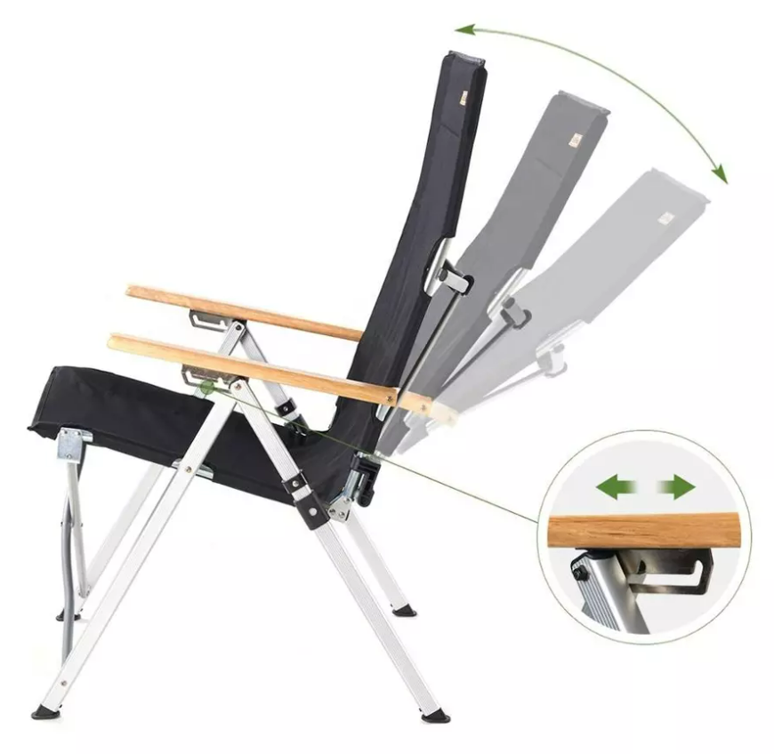 картинка Кресло туристическое Naturehike складное, регулируемое, хаки, до 140 кг