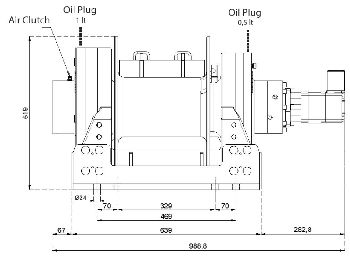 картинка Гидравлическая лебедка Hammer Winch HMW 22.0 с пневмосцеплением, пневматическим тросоукладчиком