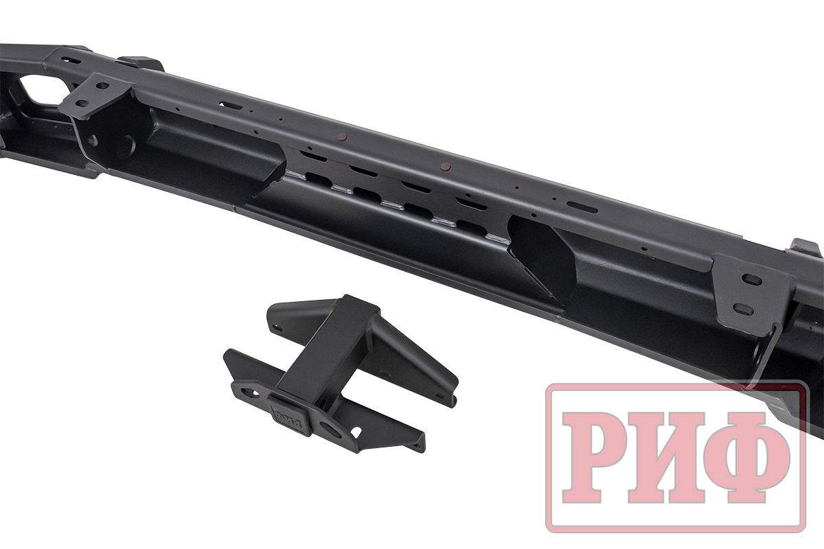 картинка Бампер задний РИФ Jeep Wrangler JL 2018+ с квадратом под фаркоп и фонарями, стандарт