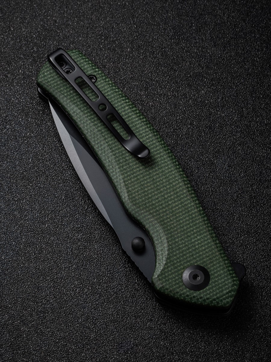 картинка Складной нож SENCUT Slashkin D2 Steel Black Handle Green Canvas Micarta