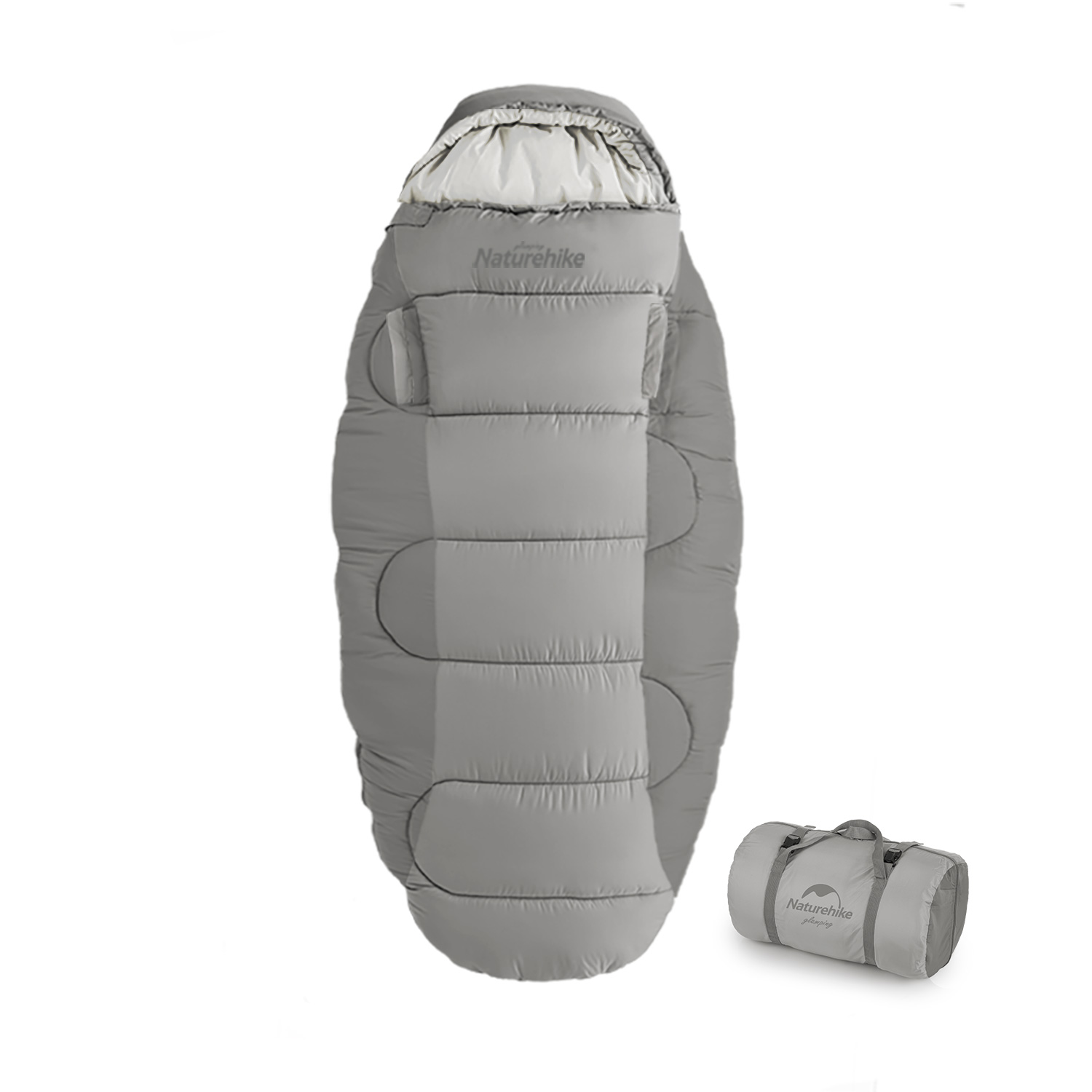 картинка Мешок спальный Naturehike Oval PS400, 220х95 см, (правый) (ТК: 0C), серый