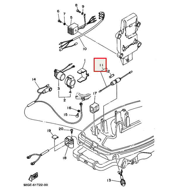 картинка Провод с предохранителем Yamaha 9,9-55 (PREMARINE)