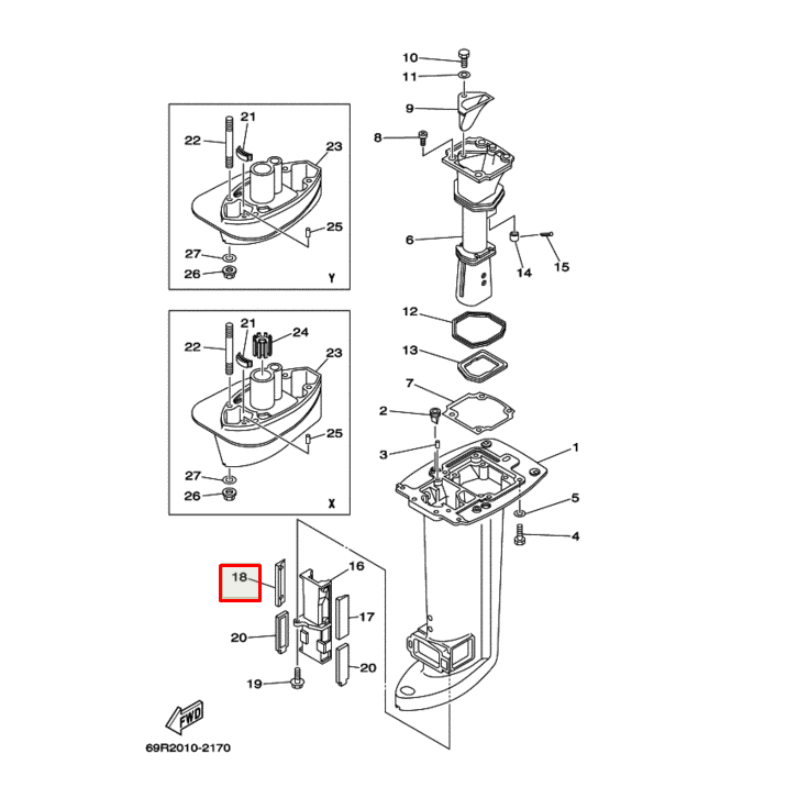 картинка Уплотнение дейдвуда резиновое правое Yamaha 25-30 (YUELANG)
