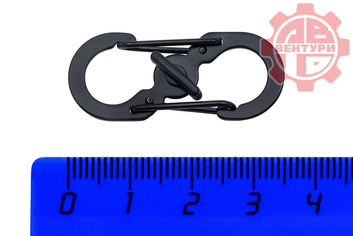 картинка Карабин s-образный с блокировкой 36мм (black)