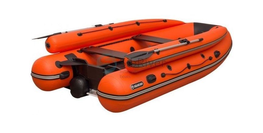 картинка Надувная лодка ПВХ Абакан 380 Jet, фальшборт, красный/черный, SibRiver