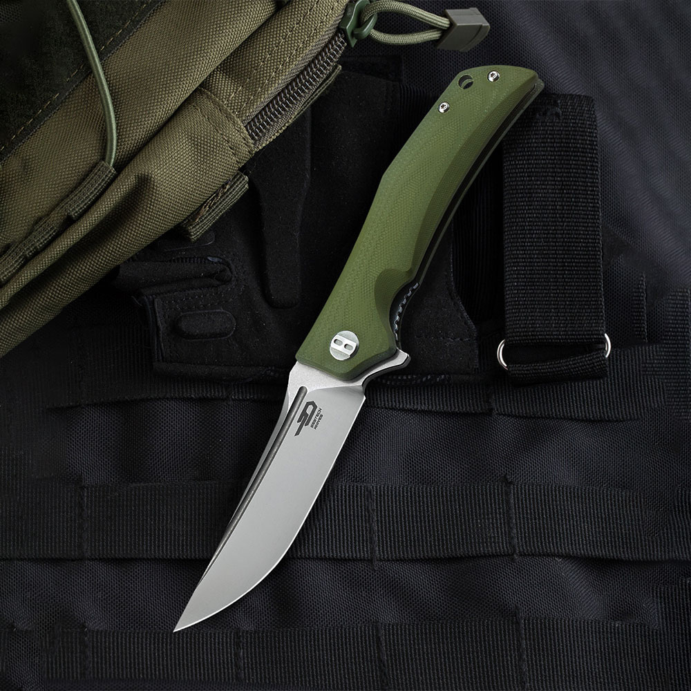 картинка Нож Bestech Scimitar сталь D2, рукоять G10 зеленая