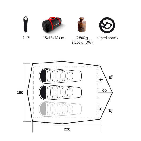 картинка Палатка Trimm Outdoor COMET, песочный 2+1
