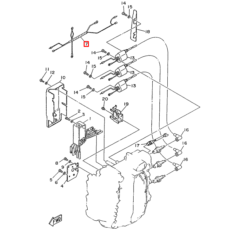 картинка Проводка, Yamaha 40-50
