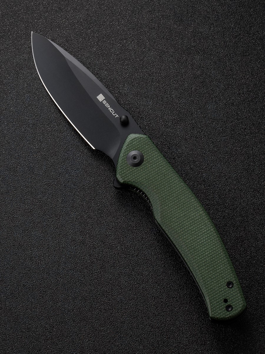 картинка Складной нож SENCUT Slashkin D2 Steel Black Handle Green Canvas Micarta