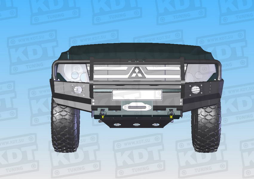 картинка Бампер передний KDT силовой со съёмным кенгурином для Mitsubishi Pajero IV