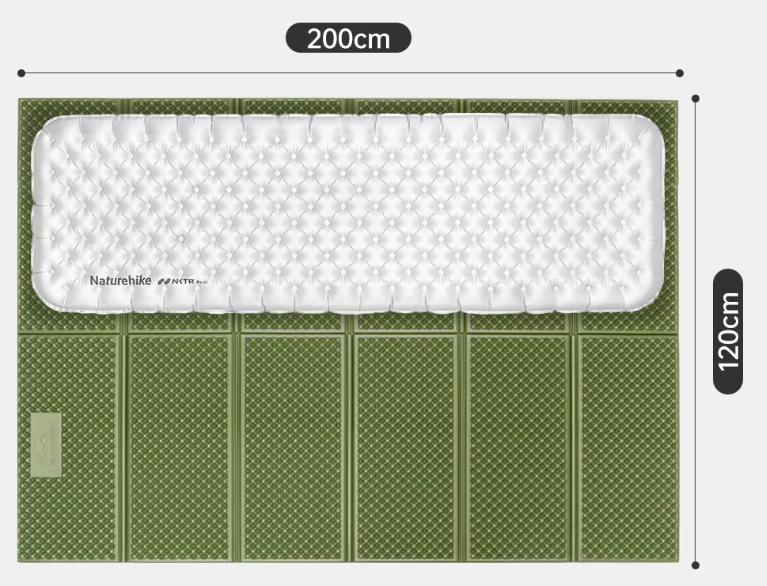 картинка Коврик туристический Naturehike двойной 200х120х1.8 см. IXPE, зеленый