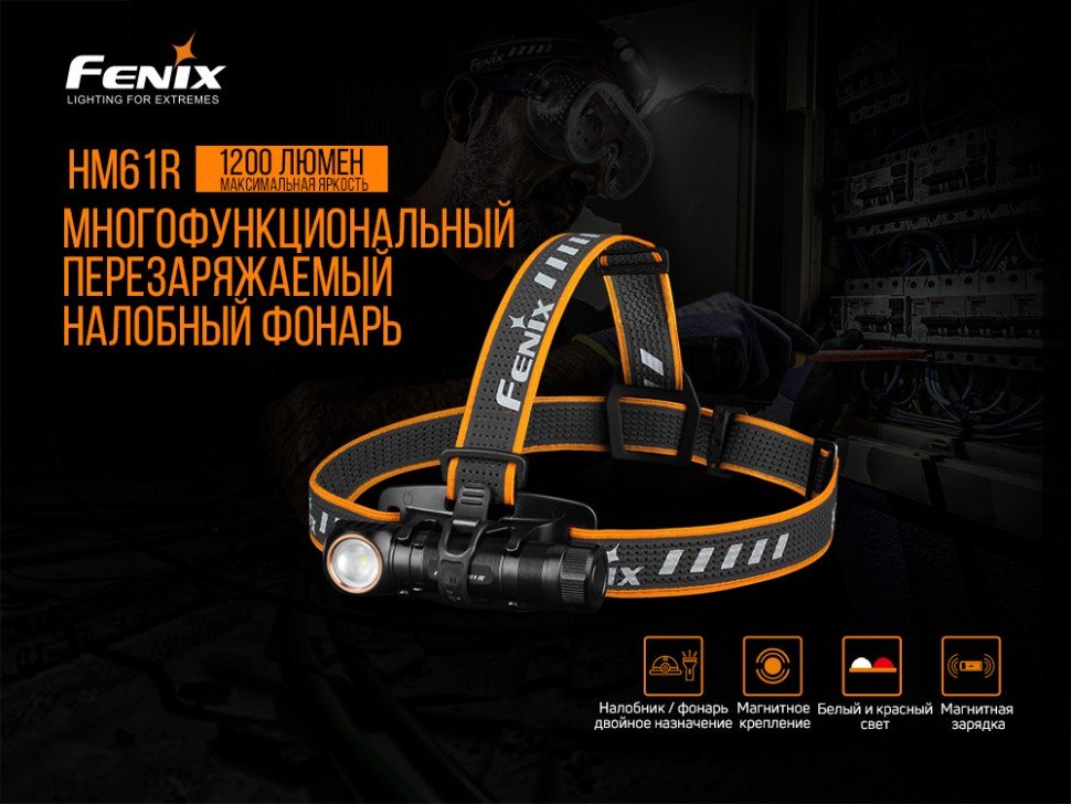картинка Налобный фонарь Fenix HM61R + складной нож Ruike S22, черный, HM61RS22bk