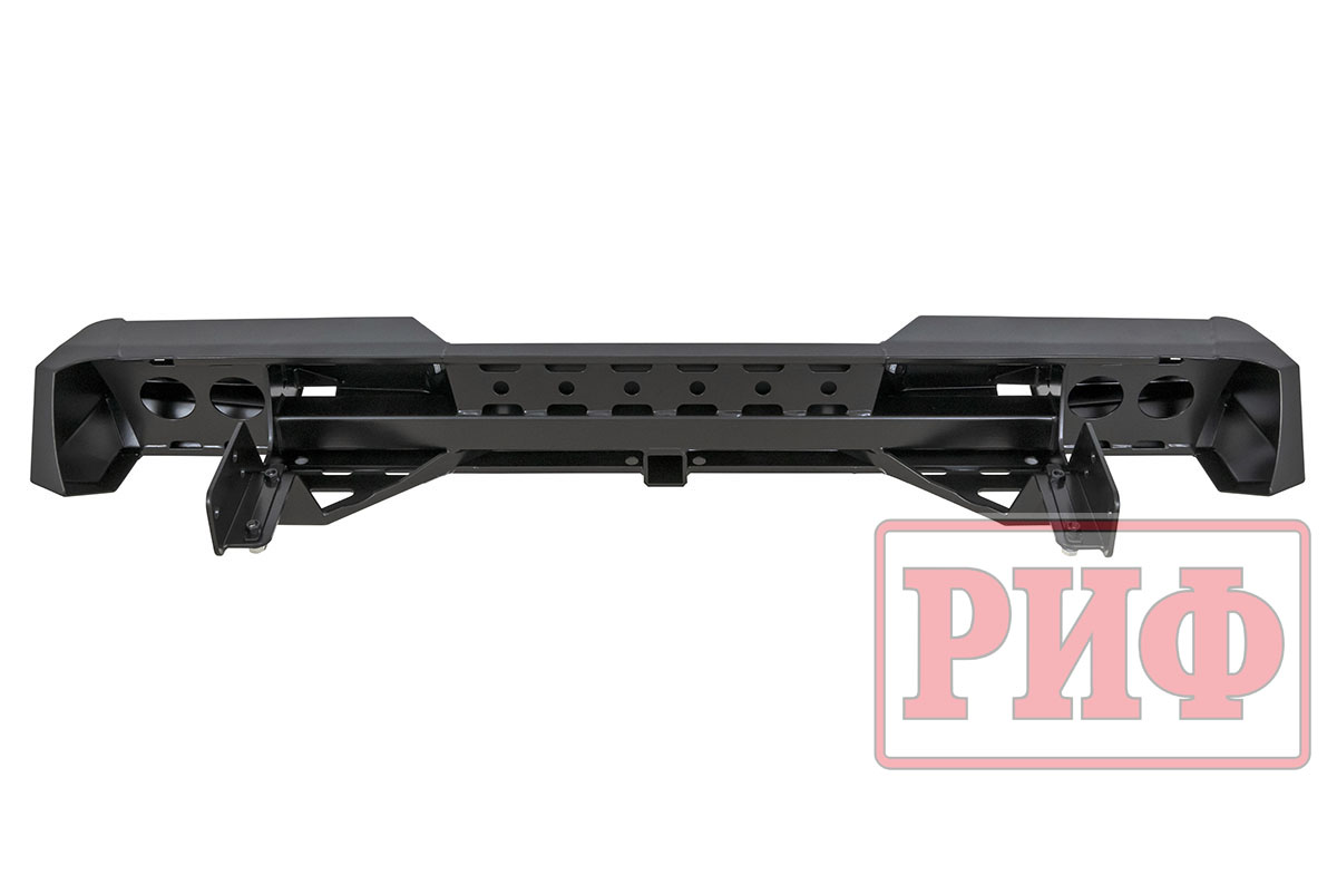 картинка Бампер задний РИФ Isuzu D-MAX с квадратом под фаркоп и фонарями, стандарт