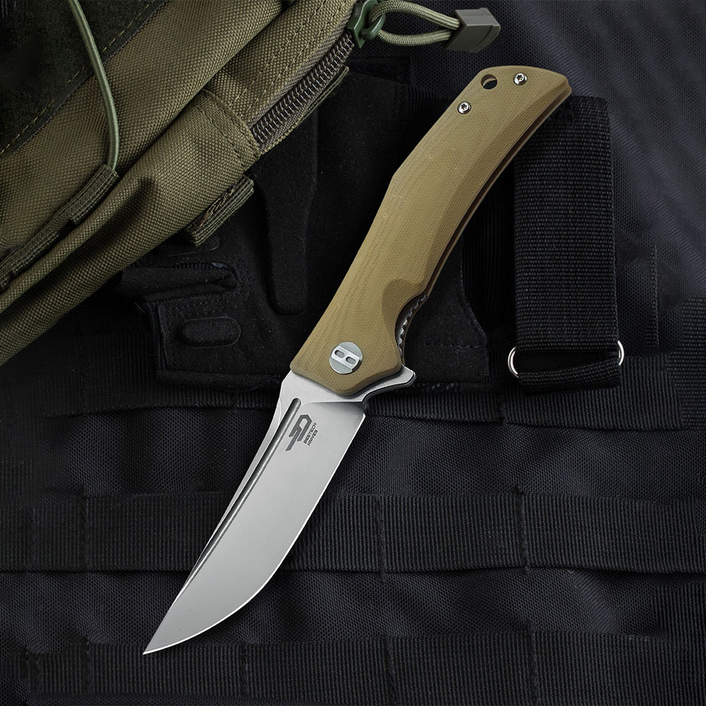 картинка Нож Bestech Scimitar сталь D2, рукоять G10 бежевая