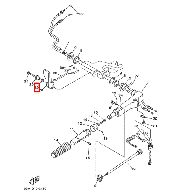 картинка Шайба пружинная ручки скорости Yamaha 4-40, F8-60  (YUELANG)