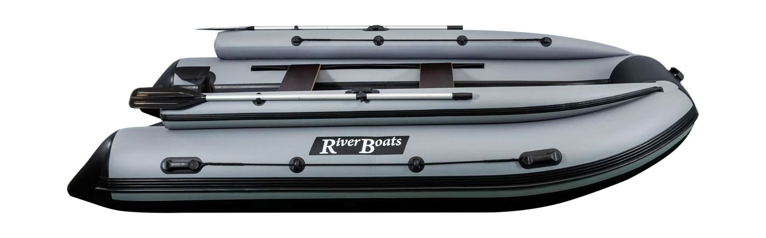 картинка Надувная лодка ПВХ, RiverBoats RB 410 НДНД, ф/б, черно-серый