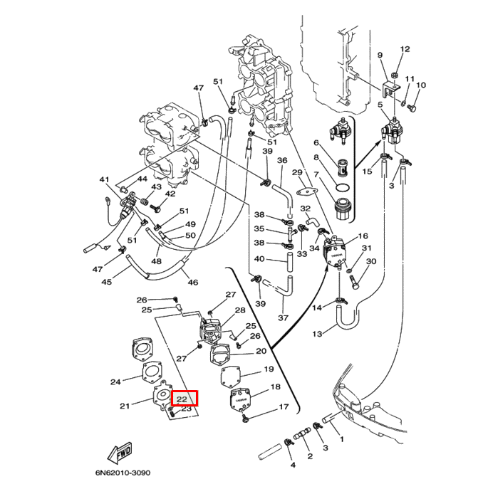 картинка Упорная шайба пружины бензонасоса Yamaha  648244240000