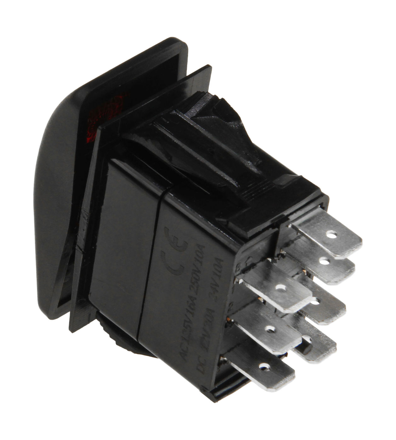 картинка Переключатель трехпозиционный ON-OFF-ON 12 В/20А 7Р с подсветкой