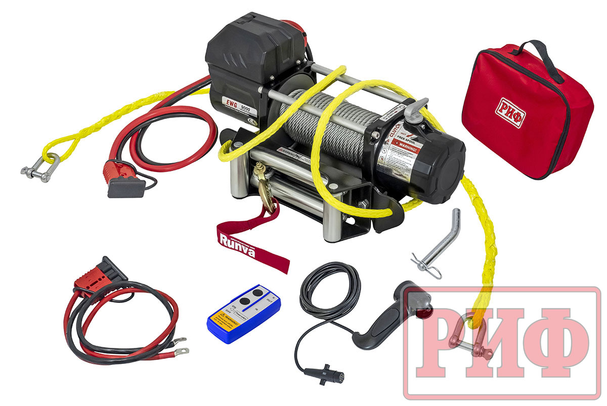 картинка Переносная лебедка РИФ 9000U c квадратом для фаркопа, сталь (облегченная)