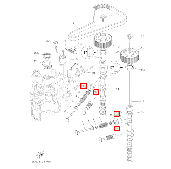 Сухарь клапана Yamaha F75-115 (Yamaha)