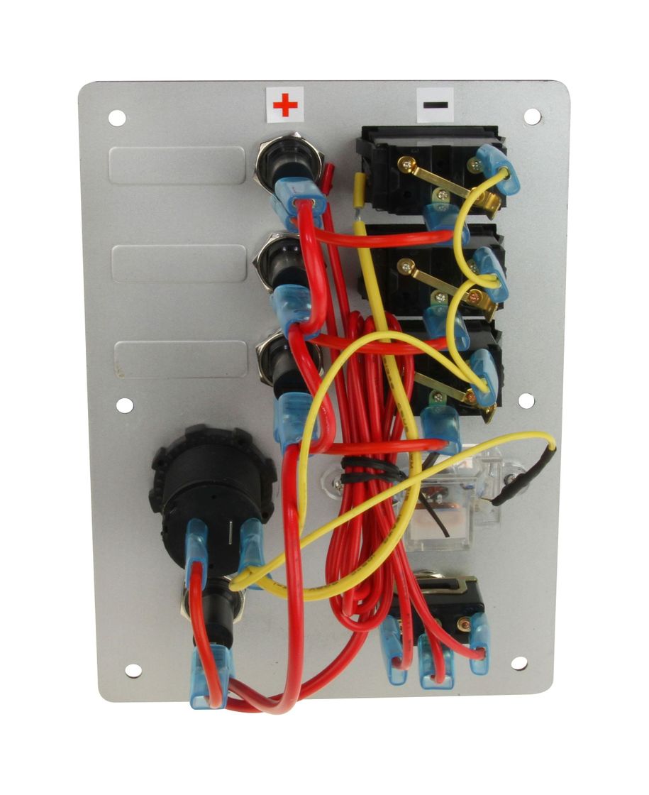 картинка Панель бортового питания 3 переключателя, предохранители, разьём прикуривателя, заряд батарей