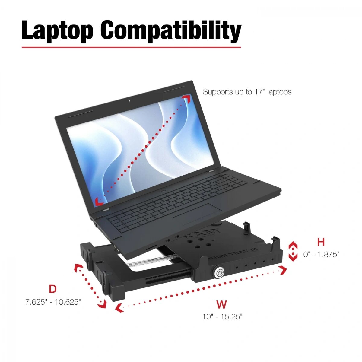 VK-33734 Подпружиненный поднос для ноутбука RAM Tough-Tray III