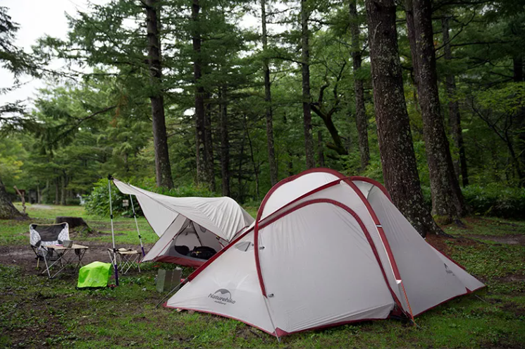 картинка Палатка Naturehike Hiby Si 3-местная, алюминиевый каркас, серо-красная